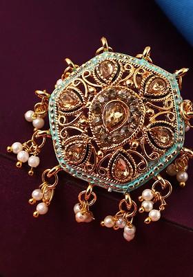 Women Gold Tone Embellished With Pearls Adjustable Finger Ring