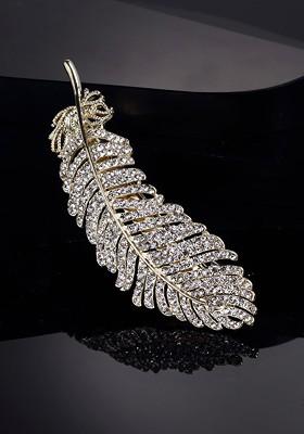 Women Gold Toned And White Embellished French Barrette