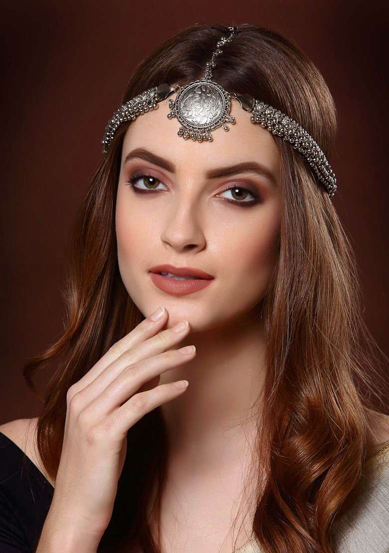 Oxidised Silver Plated Matha Patti - Indya