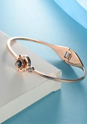 Women Rose Gold Plated Crystal Cuff Bracelet