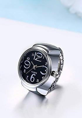 Black Dial Analog Watch Stretchable Finger Ring