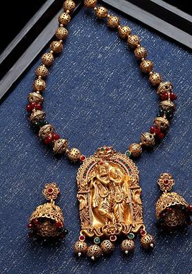 Gold Plated Radhe Krishna Handcrafted Jewellery Set