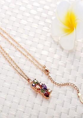Gold Plated Red And Purple Cz Stone Studded Pendant With Chain