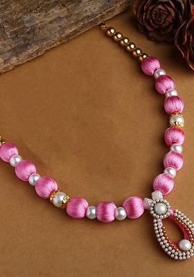 Gold Toned And White Gold Plated Handcrafted Necklace