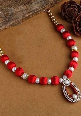 Red And White Gold Plated Handcrafted Necklace