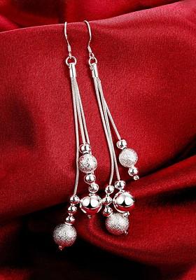 Silver Toned Contemporary Drop Earrings