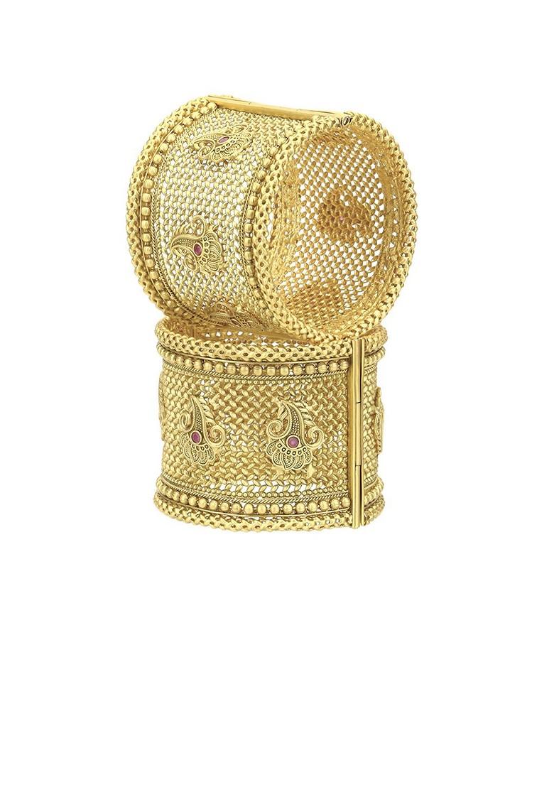 Set Of 2 24 CT Gold Plated Openable Kada Bangles