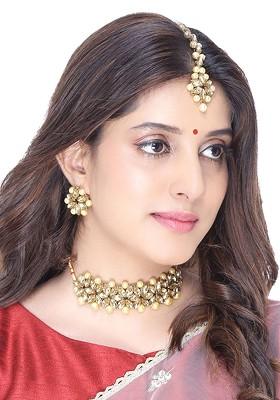 Gold Plated Kundan Studded Jewellery Set