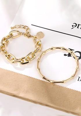 Women Set Of 2 Gold Toned Gold Plated Link Bracelet