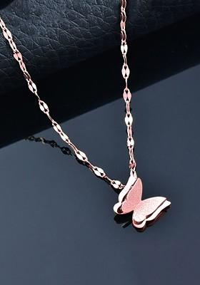 Rose Gold Plated Butterfly Pendant With Chain
