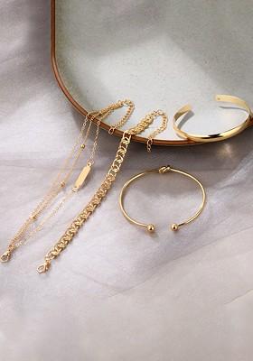 Women Set Of 5 Gold Toned Gold Plated Link Bracelet