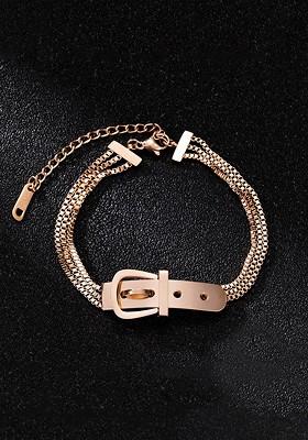 Women Rose Gold Plated Link Bracelet