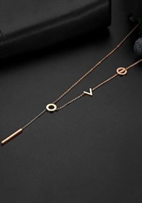 Rose Gold Plated Love Pendant With Chain