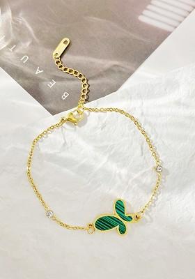 Women Gold Plated Stainless Steel Butterfly Charm Bracelet