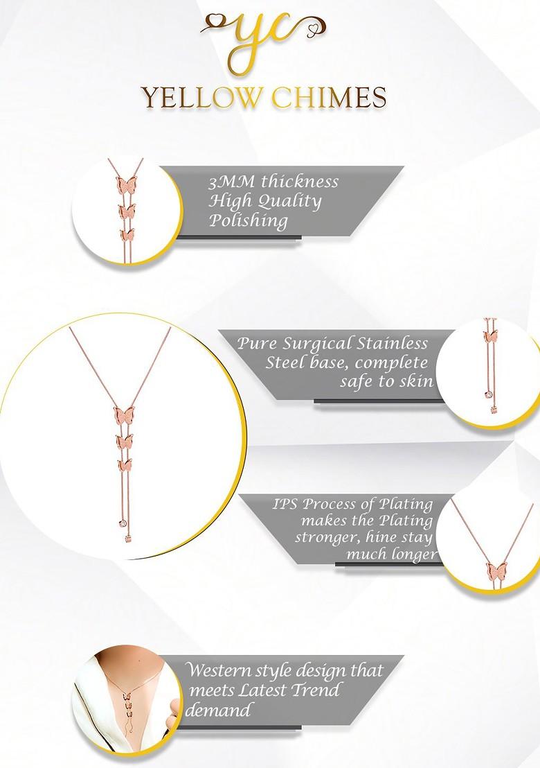 Rose Gold Plated Butterfly Charm Shape Pendant With Chain