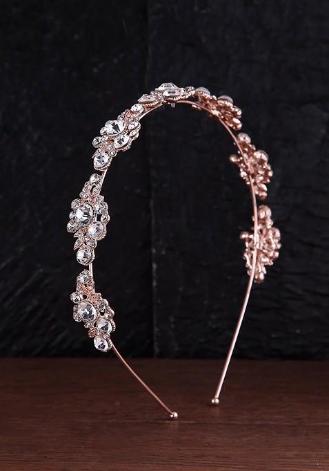 Women Rose Gold Toned Embellished Hairband