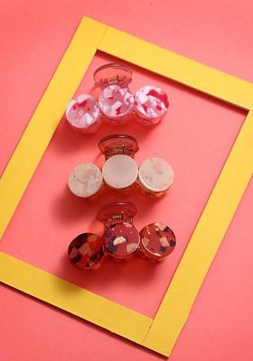 Women Pink And Brown Set of 3 Claw Clip