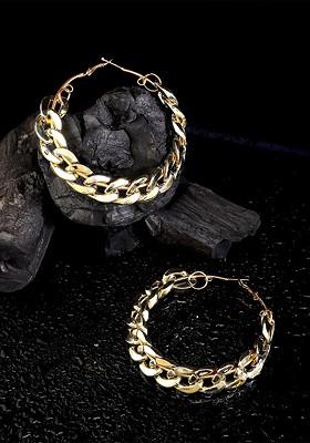 Gold Toned Spiral Quirky Hoop Earrings