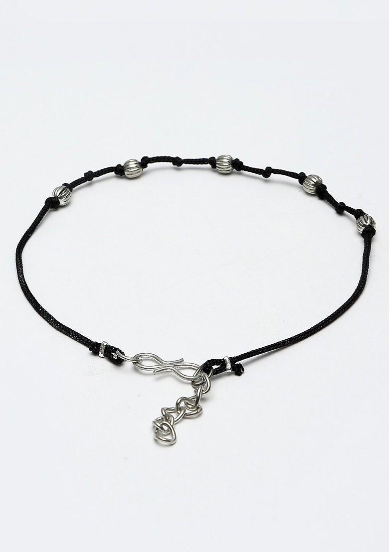 Oxidized Silver Plated Handcrafted Thread Anklet