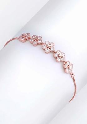 Indya X Giva 925 Sterling Silver Rose Gold Plated Floral Lover Adjustable Bracelet
