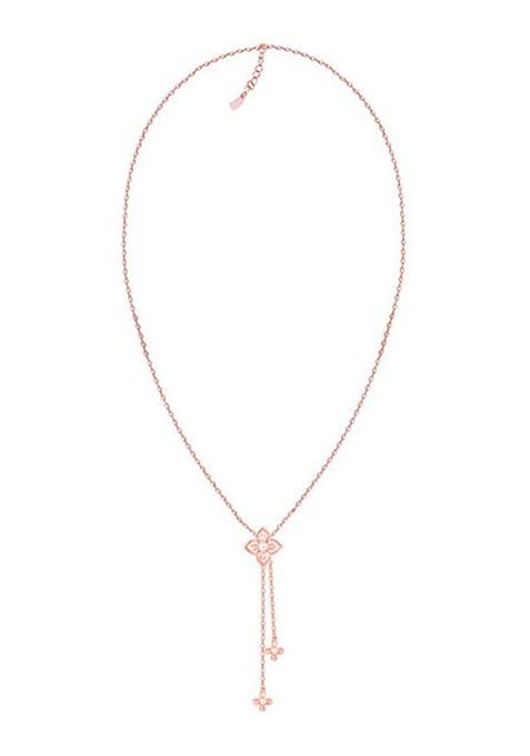 Indya X Giva 925 Sterling Silver Rose Gold Plated White Cz Studded Pendant With Chain