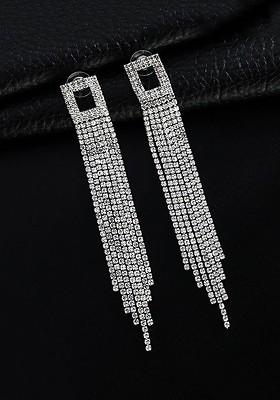 Silver Toned Contemporary Drop Earrings