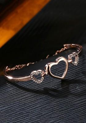 Women Rose Gold Plated Cubic Zirconia Bangle Style Bracelet