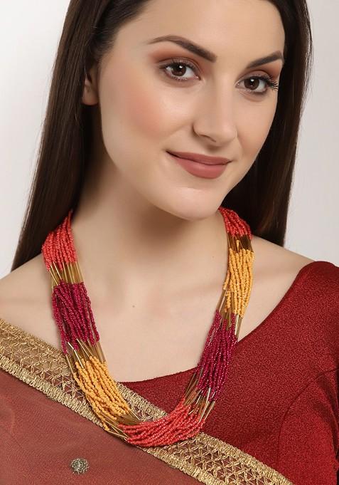 Gold Plated And Yellow Layered Necklace