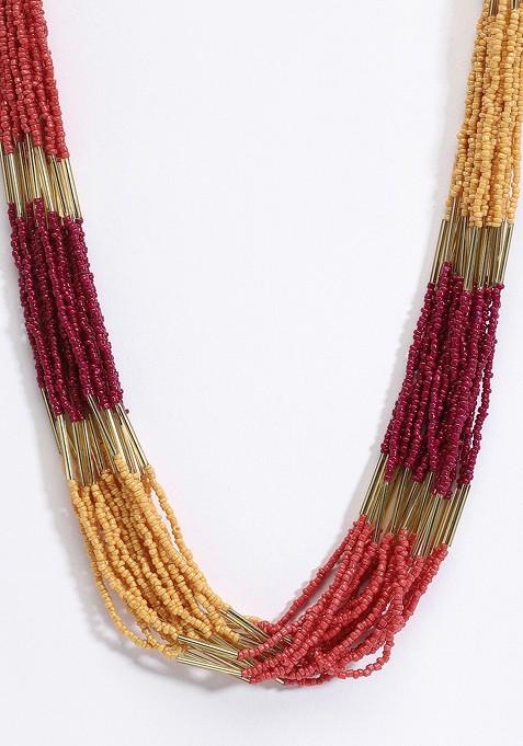 Gold Plated And Yellow Layered Necklace