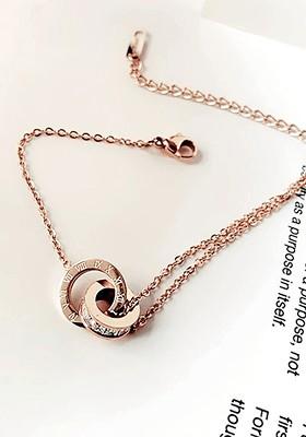 Women Rose Gold And White Rhodium Plated Charm Bracelet