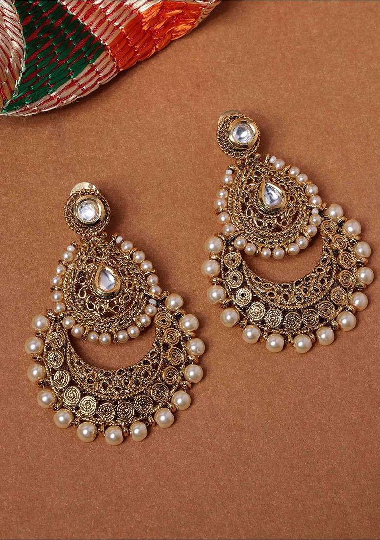 Gold Plated Beaded Handcrafted Chandbalis - Indya
