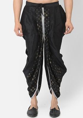 Men Black Printed Dhoti Pants