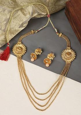 Gold Plated Multi Layered 2 Side Broach Jewellery Set