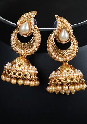Gold Plated Contemporary Jhumkas Earrings