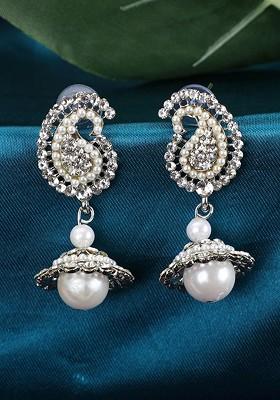 Silver Plated Contemporary Jhumkas Earrings