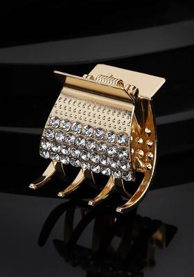 Women Gold Toned And White Gold Plated Stone Studded Embellished Claw Clip