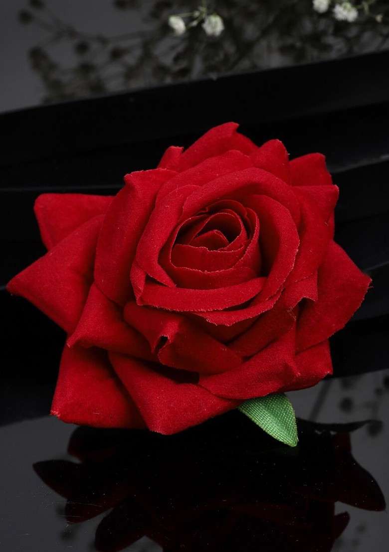 Women Red Rose Shape Alligator Hair Clip - Indya