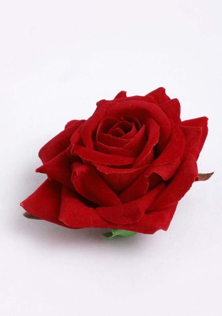 Women Red Rose Shape Alligator Hair Clip - Indya