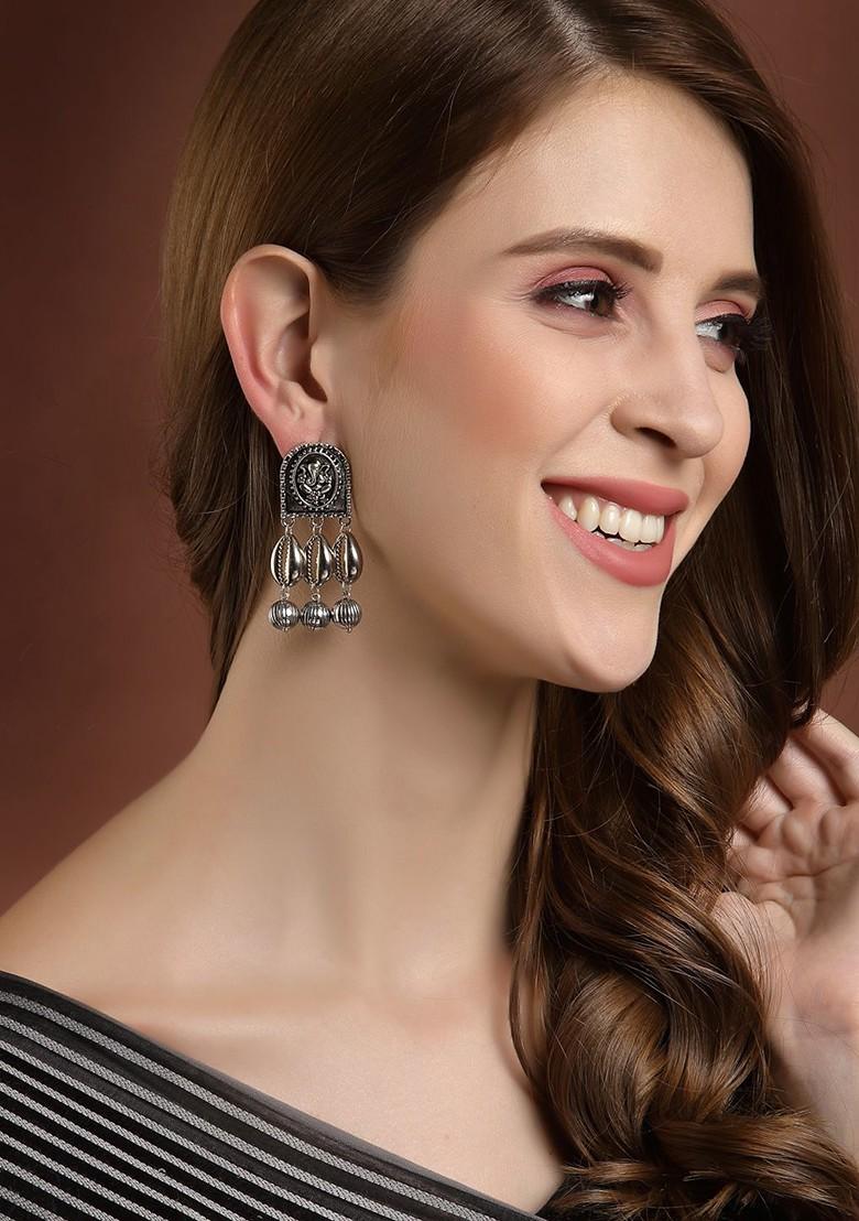 Silver Plated Contemporary Drop Earrings