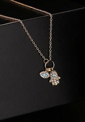 Gold Plated Evil Eye Pendant With Chain