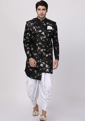 Men Black And White Sherwani