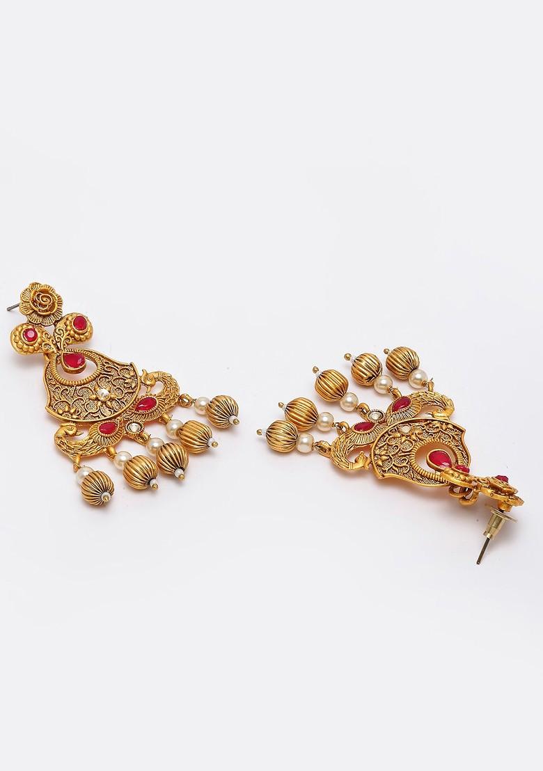 Gold Plated Artificial Stone Studded Jewellery Set