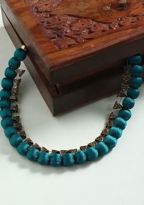 Gold Toned And Green German Silver Gold Plated Handcrafted Necklace