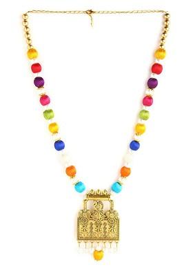 Gold Toned And White German Silver Gold Plated Handcrafted Necklace