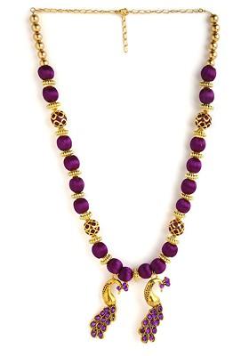 Purple And Gold Toned German Silver Gold Plated Handcrafted Necklace