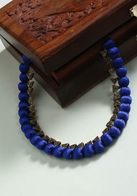 Blue And Gold Toned German Silver Gold Plated Handcrafted Necklace