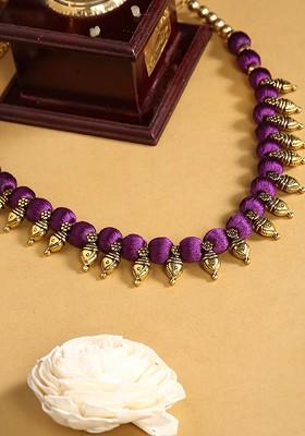 Gold Toned And Purple German Silver Gold Plated Handcrafted Necklace