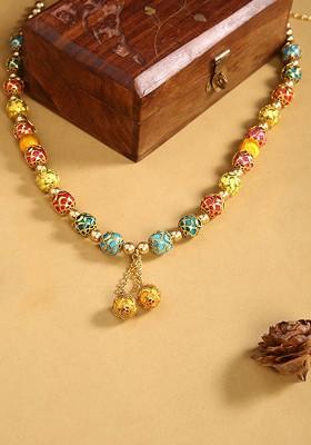 Gold Toned And Blue German Silver Gold Plated Handcrafted Necklace