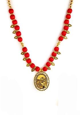 Red And Gold Plated German Silver Necklace