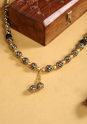 Black And Gold Toned German Silver Gold Plated Handcrafted Necklace